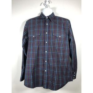 Wrangler Men's Pearl Snap Button Down Size L Long Sleeve Cotton Black